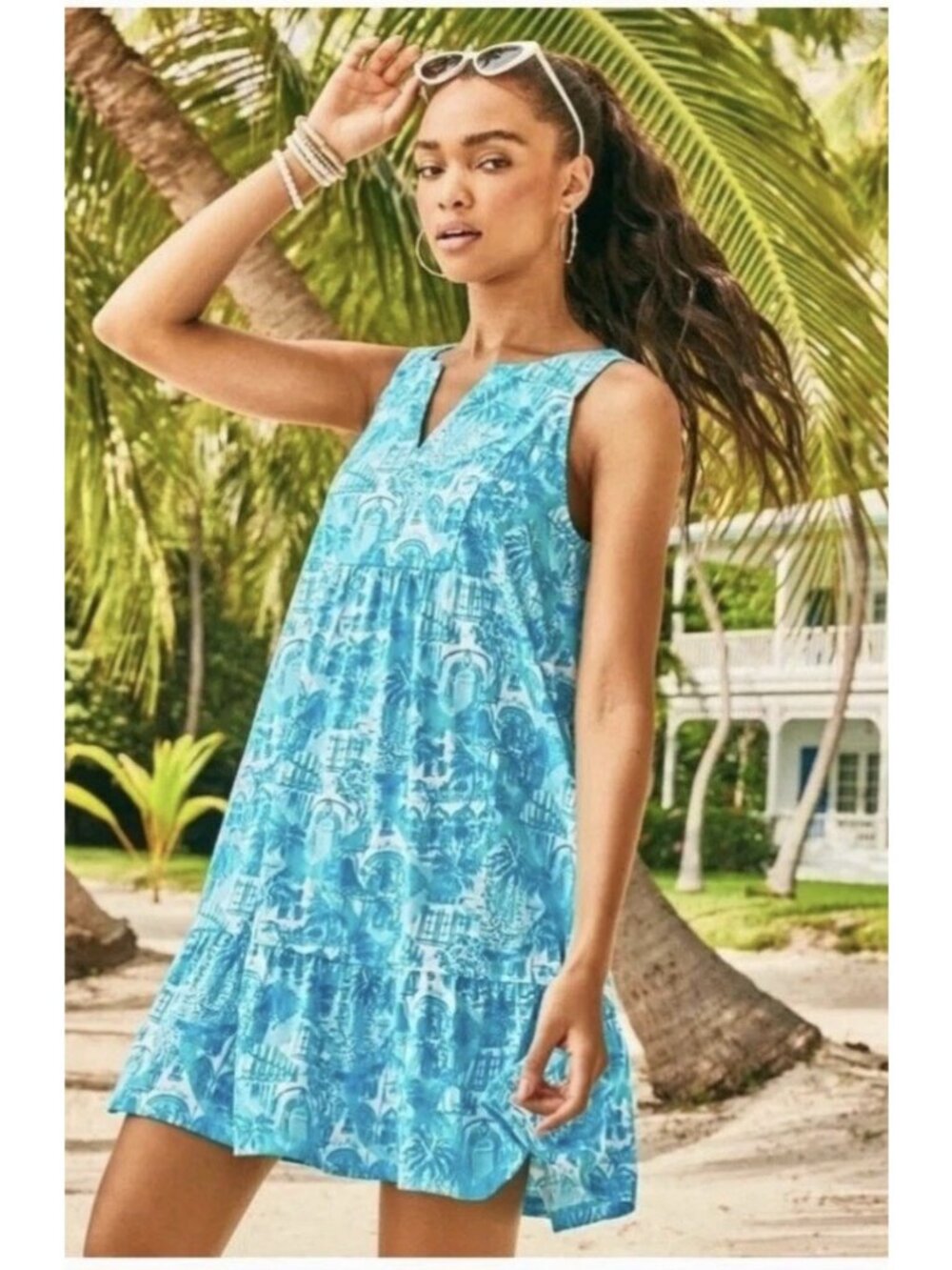 Lilly Pulitzer Lindy Dress Large Amalfi Blue, Sunny State of Mind NEW! - Picture 9 of 9